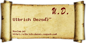 Ulbrich Dezső névjegykártya